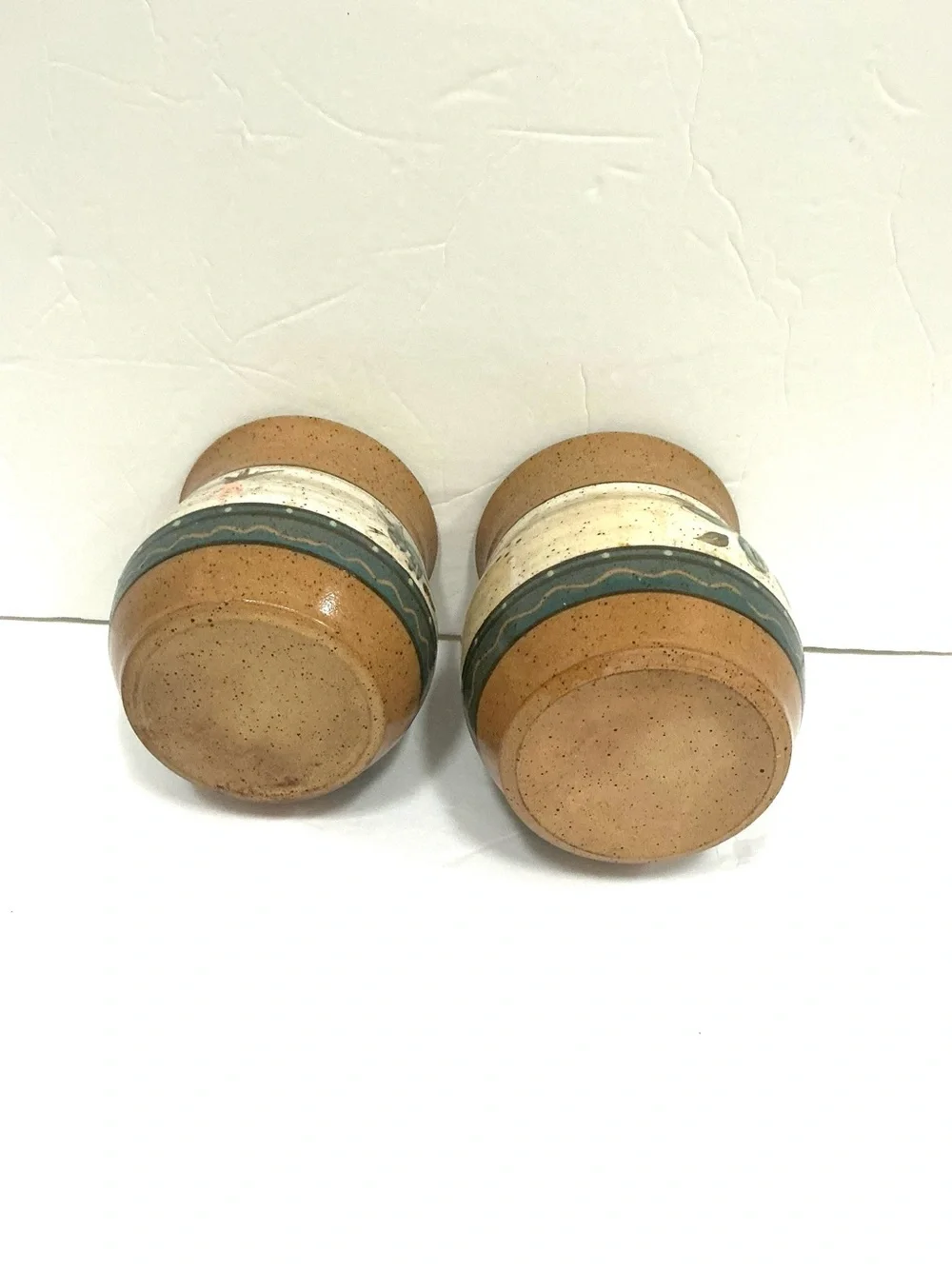 Hand Painted Art Pottery Stoneware Jars Signed set of two